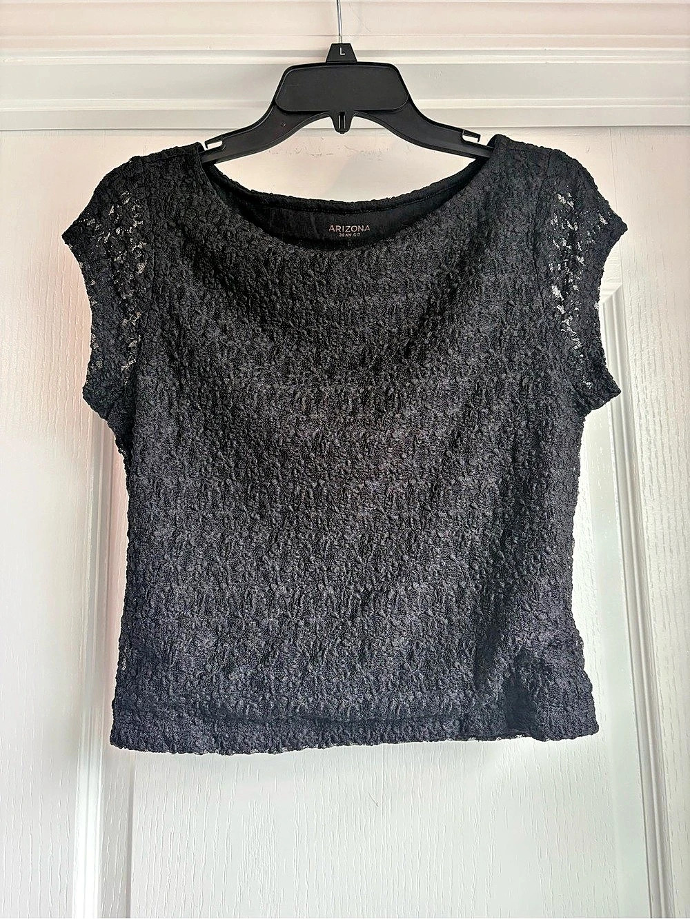Arizona Jean Co. Black Textured Short Sleeve Top